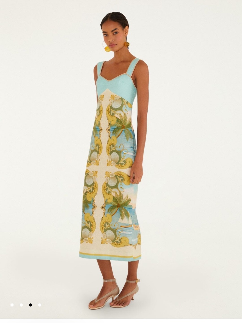FARM Rio Mint and Yellow Printed Midi Dress - Picture 3 of 7